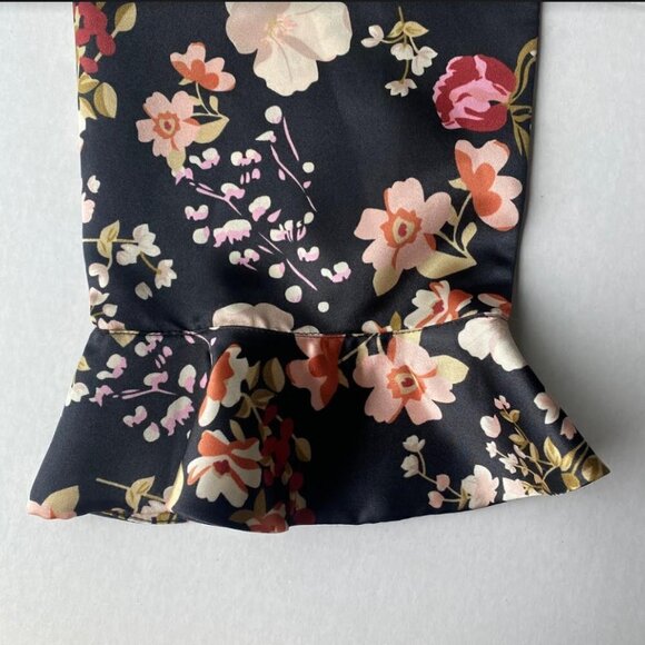 byTiMo Tie Neck Floral Print Satin Blouse Top Pussycat Bow Size M - Picture 7 of 13